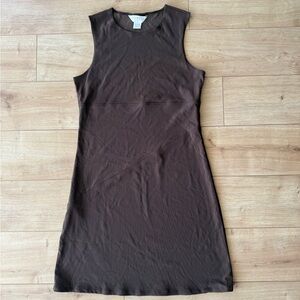 Vintage Express Tricot Brown Sleeveless Shift Dress USA Minimalist 11/12